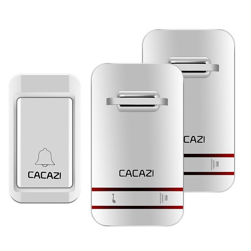 Cacazi selvdrevet vandtæt trådløs dørklokke led-lys uden batteri hjem trådløs klokke 1 knap 1 modtager (eu-stik): Default Title