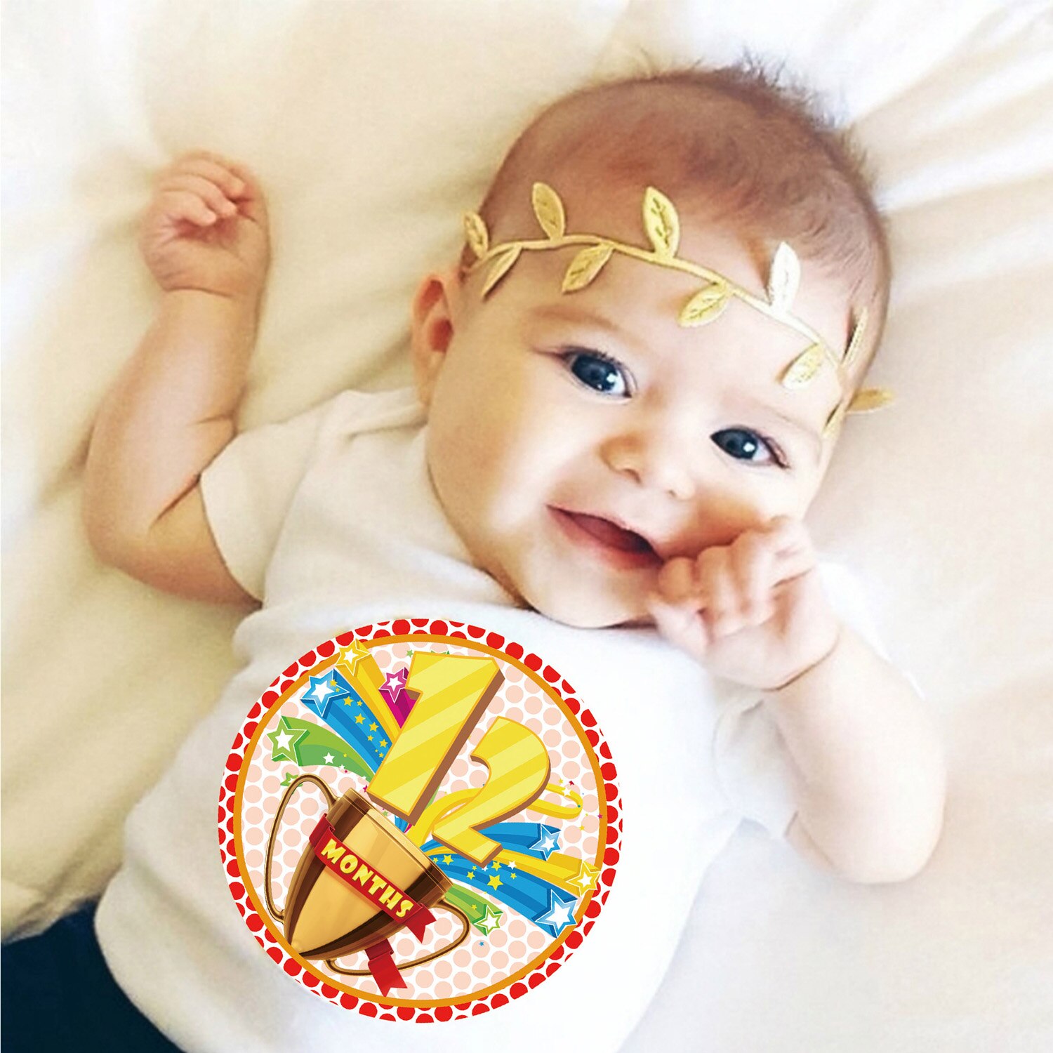 12PCS Baby Milestone Stickers Infants 1-12 Months Growth Record Photograph Monthly Stickers DIY Commemorative Photo Booth Props