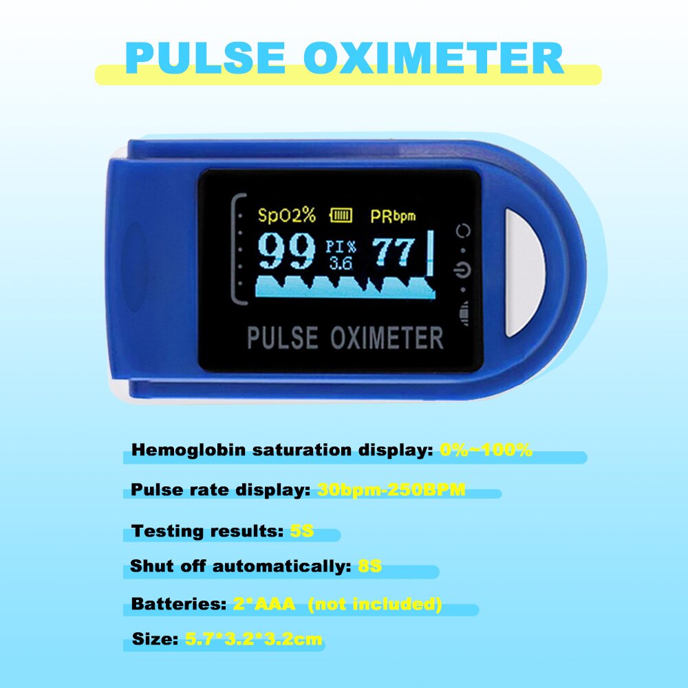 Fingertip Pulse Oximeter Mini SpO2 Monitor Oxygen Saturation Monitor Pulse Rate Measuring Gauge Device 5s Rapid Reading