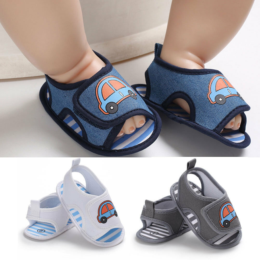 Newborn Infant Kids Baby Boys Causal Summer Sandals Shoes 3 Style Cartoon Print Hook Soft Sole Baby Shoes