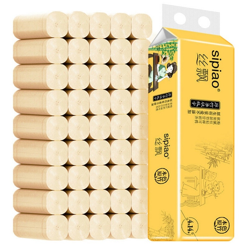 14 rullar naturligt bambumassa toalettpapper 4 lager hudvänligt badrumspapper handdukspapper hushållspapper