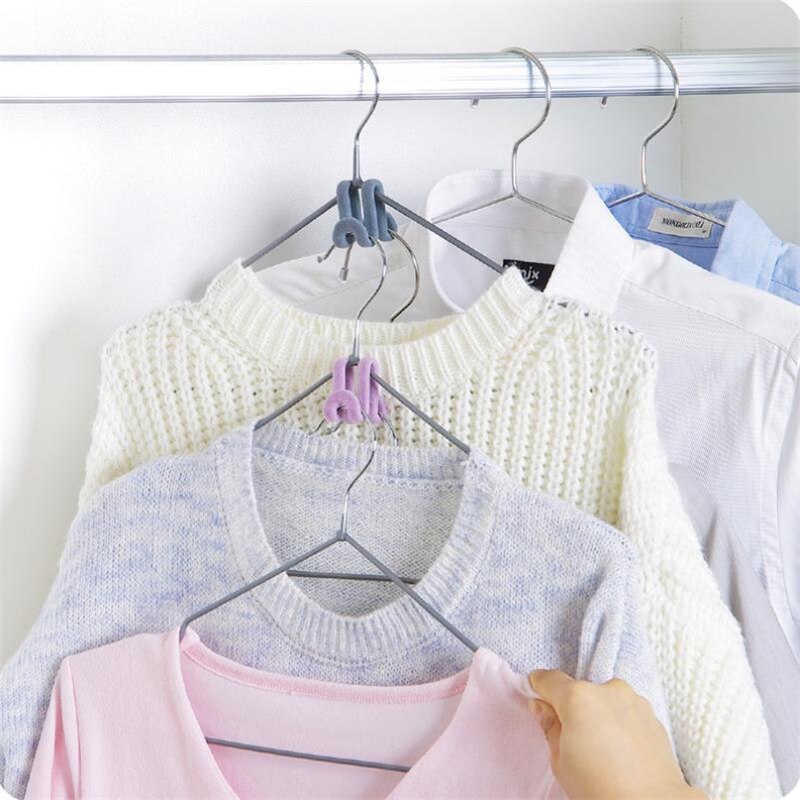 Doreen Box 5PC Plastic Flocking Dual Hook Multifunctional Portable Hooks Clothes Bags Hangers Drying Racks Wardrobe Storage Rack