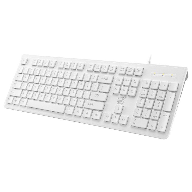 Keyboard Wired Office Keyboard, 104 Keys USB Ergonomic Wrist Rest Keyboard for Windows PC Gamer Desktop, Computer (Black/White): White Square Key