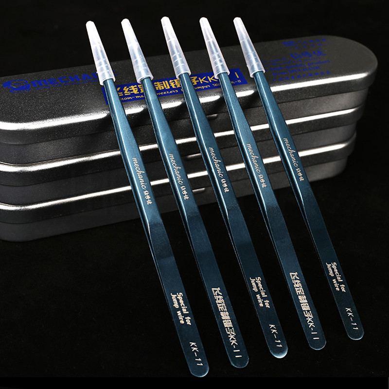 MECHANIC KK-11 Mobile Repair Special Flying Line Tweezers Anti-Static Corrosion Resistance Jump Line Custom Tweezers Hand Tools