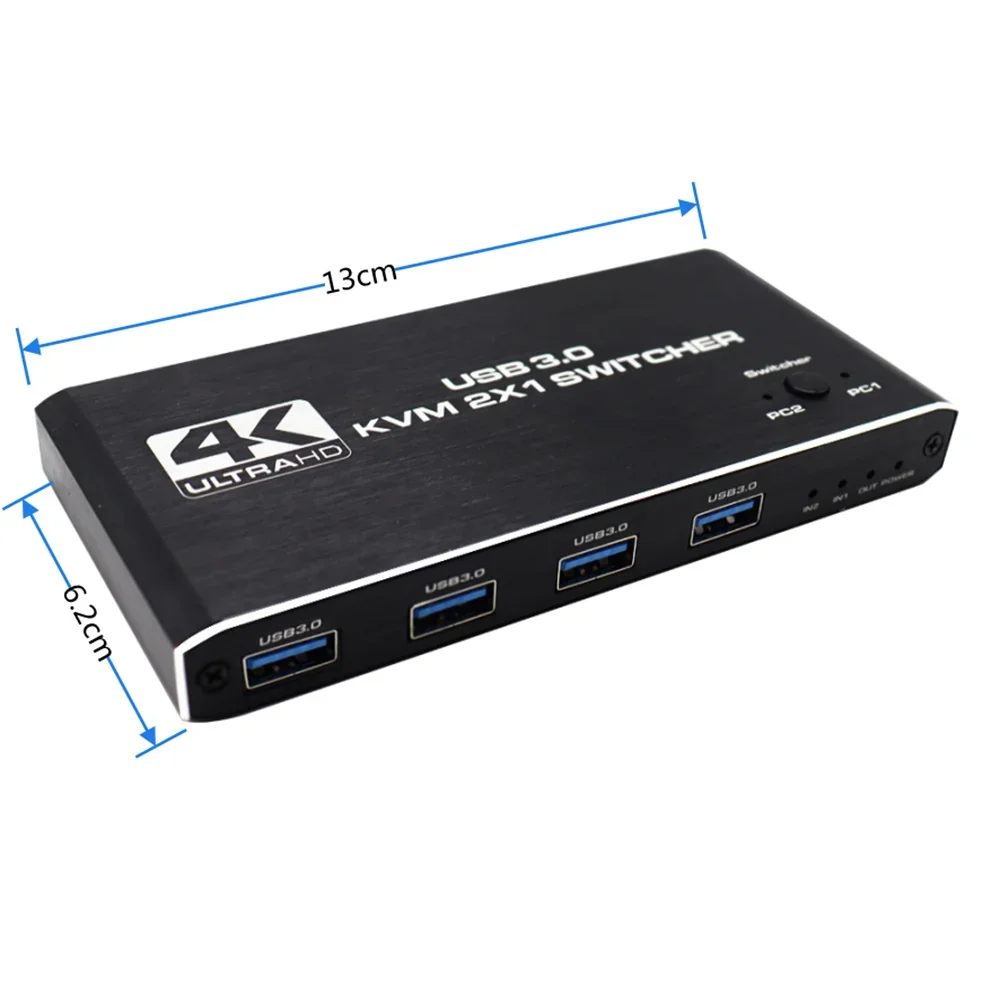 HDMI-compatible KVM Switch USB KVM Switch USB 3.0 Switcher 2 In 1 Out 4K for 2 PC Sharing Keyboard and Mouse EDID / HDCP Printer