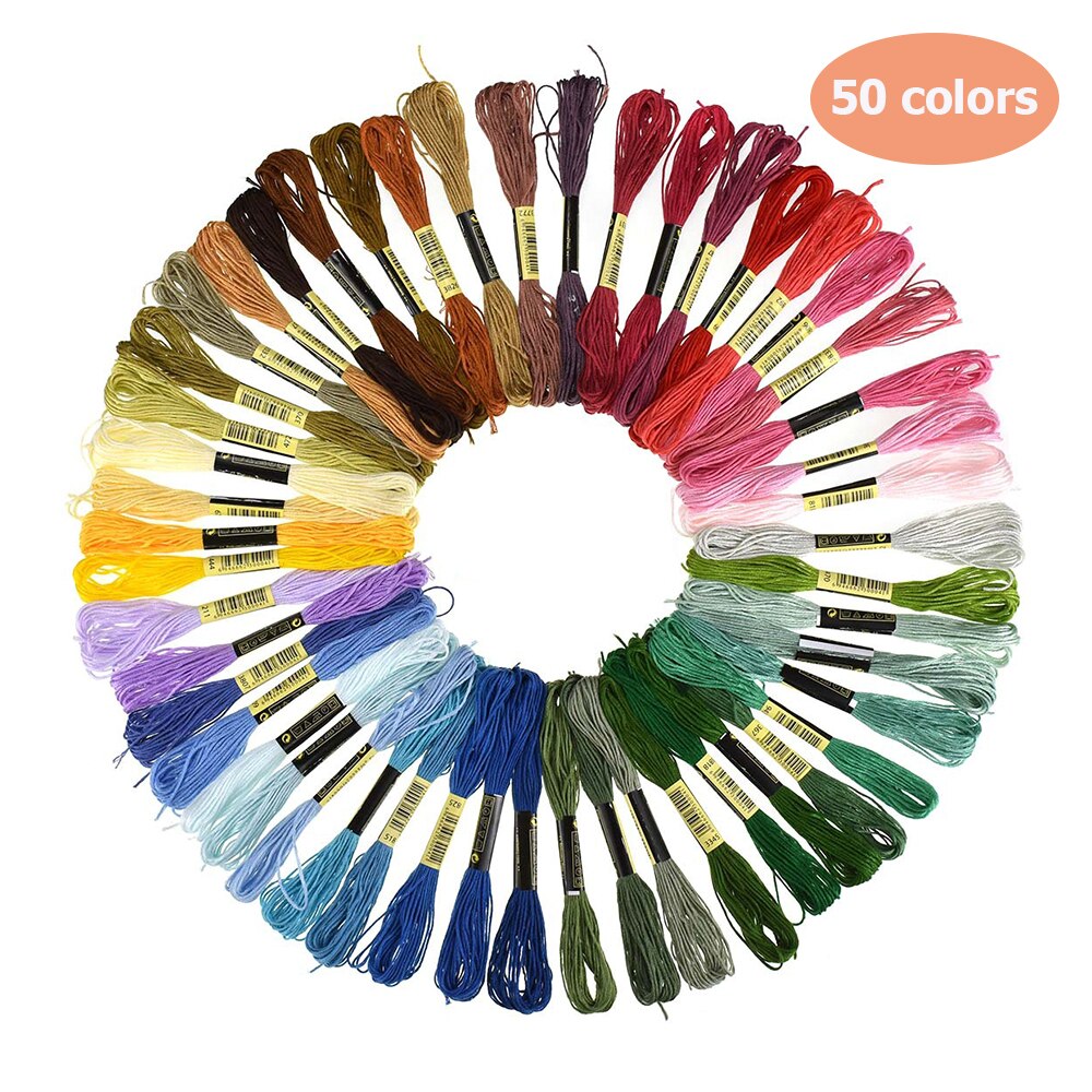 24/36/50/100 Random Color Cross Stitch DIY Silk Embroidered Cotton Sewing Thread Handmade Tool DIY Sewing Cross Stitch Thread: 50 Random Color