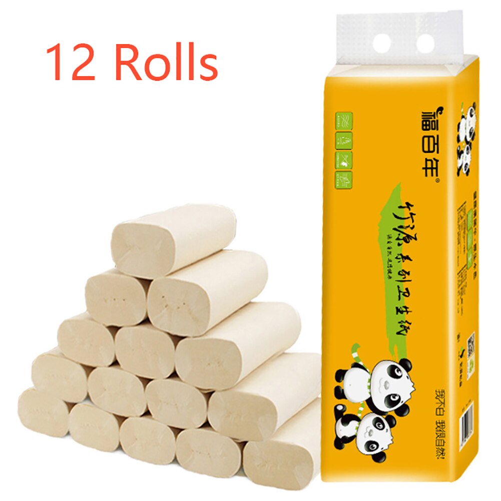 12 Rolls Coreless Roll Paper 4-Layer Thicken Wood Pulp Paper Towel Household Toilet Paper Bathroom Tissue Wetable Nakin Paper: 12 rolls