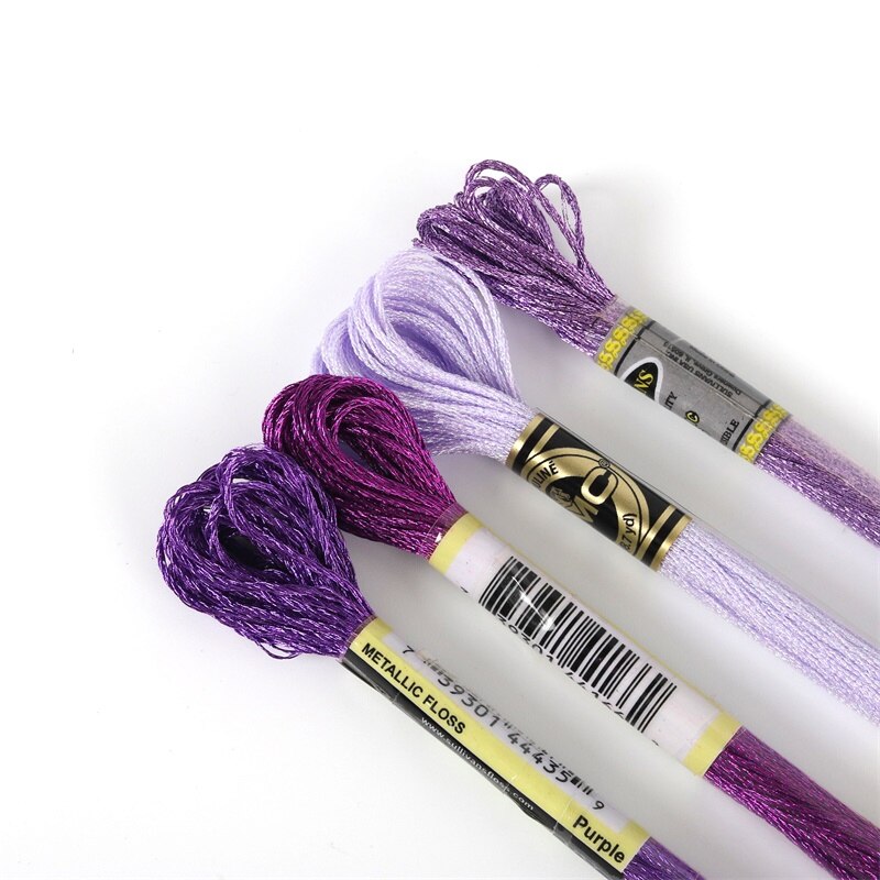 Light Effects Floss Metallic Floss Cross Stitch Embroidery Thread 8 meters each Skein DMC and Sullivans brands different group: Purples