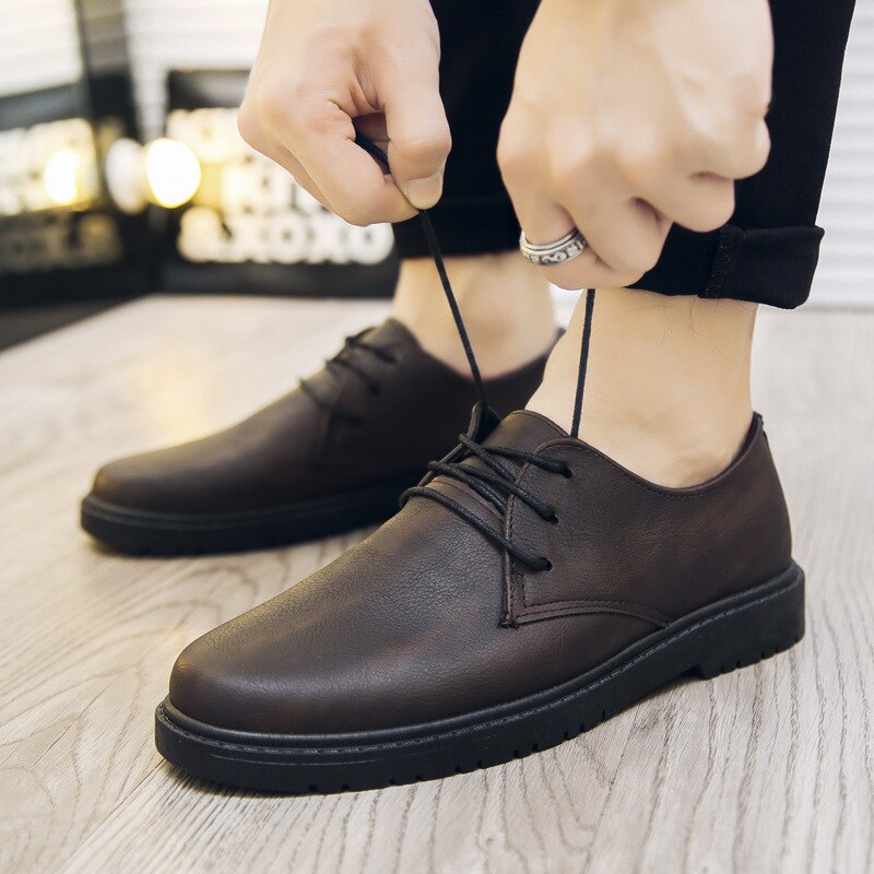 Höst män skor klassiska män klänning skor läder bröllop skor män formella lägenheter business sneakers rty 6