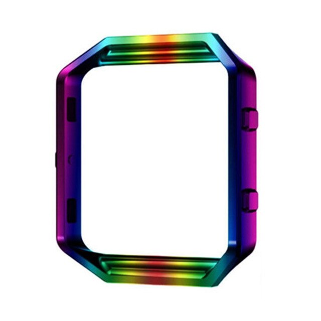 Metalen Beschermhoes Frame Case Cover Shell Voor Fitbit Blaze Roestvrije Vervanging Case Activiteit Tracker Horloge Accessoires: Rainbow