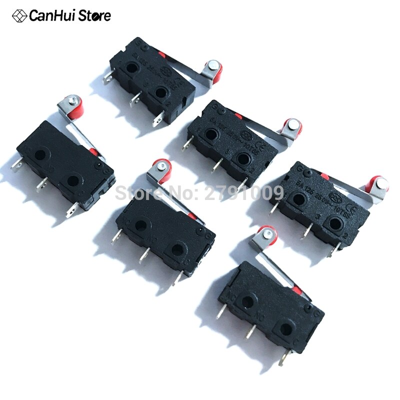 10 Pcs Mini Micro Limit Switch Roller Lever Arm SPDT Snap Action Roller Switch N/O N/C 5A250VAC KW11-3Z Mini Micro Switch