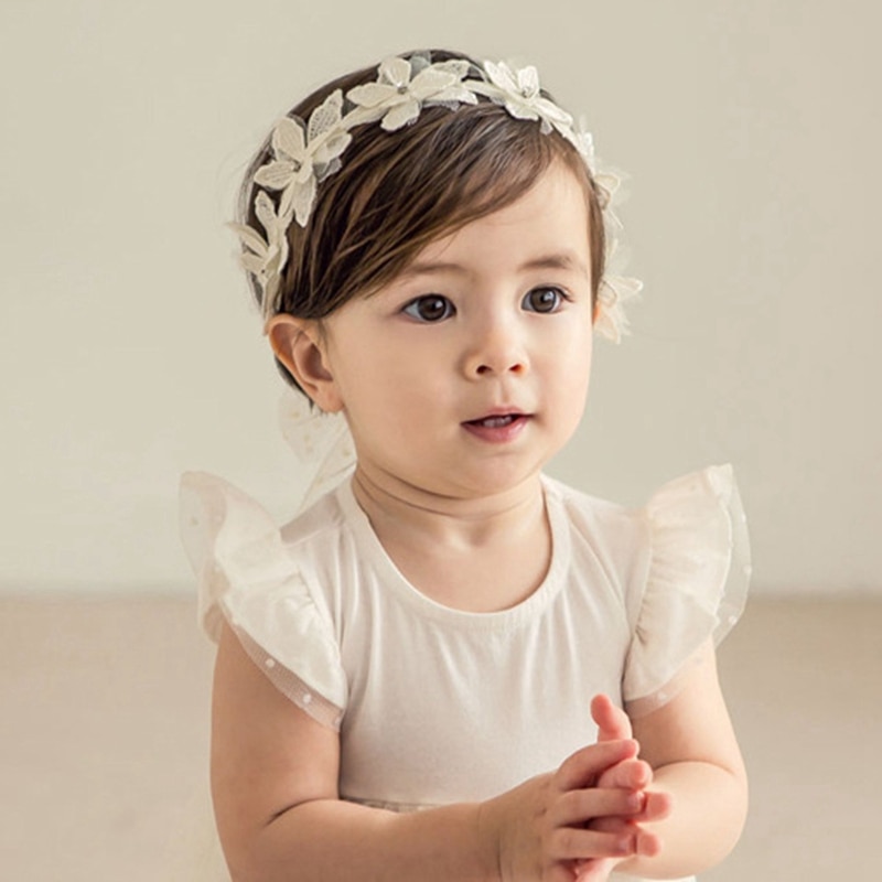 Diadema de flores para niña recién nacida, diadema para el pelo de princesa, tocado de infantil, accesorios para fotos, , lazo de encaje para el pelo