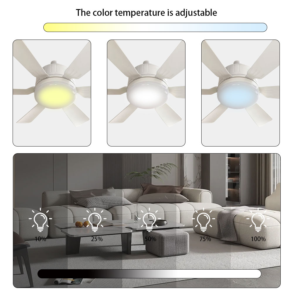 Ventilador de teto RGB LED 40W E27 com controle remoto para escurecimento, adequado para sala de estar, estudo, uso doméstico, 85-265V