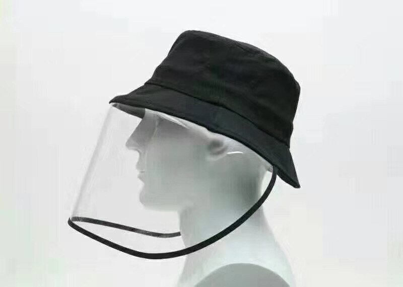 Multi-function Protective Cap Adjustable Protective Hat Eye Protection Anti Fog Windproof Hat Anti Saliva Face Cover Cap: Black fisherman hat