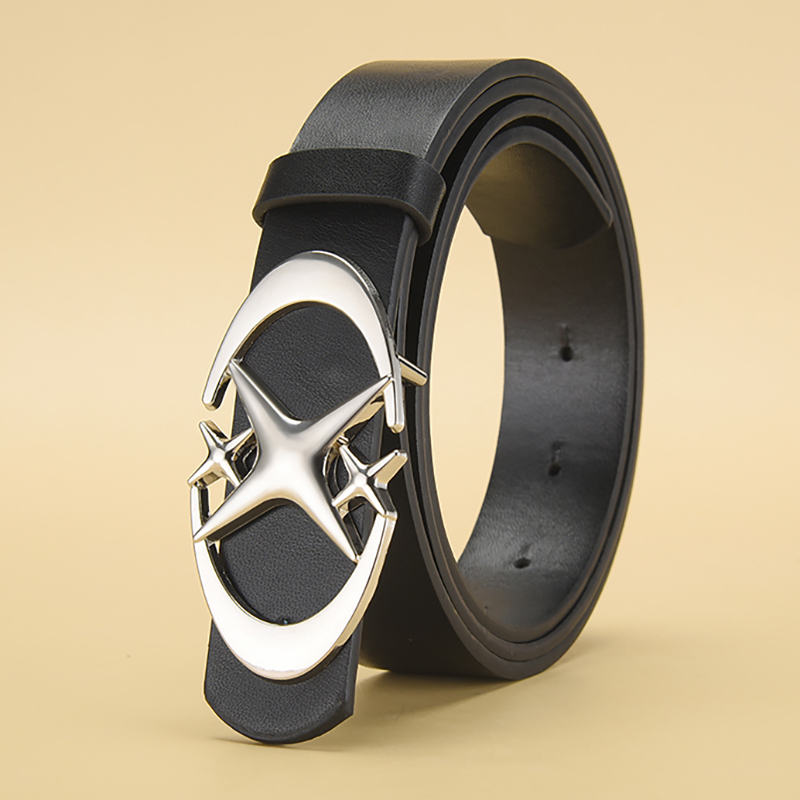 Cinturón para hombre Punk estrella hebilla cinturón Cruz Metal Vintage gótico hombres mujeres Y2K cinturón Pu cinturón de cuero pantalones vaqueros cinturones neutros