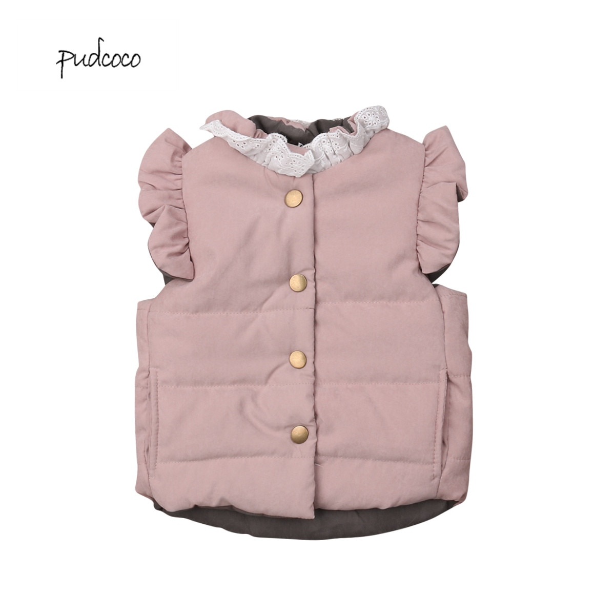Pudcoco mærke sød baby piger småbørn vinterfrakke jakke ærmeløs vest overtøj 0-4t