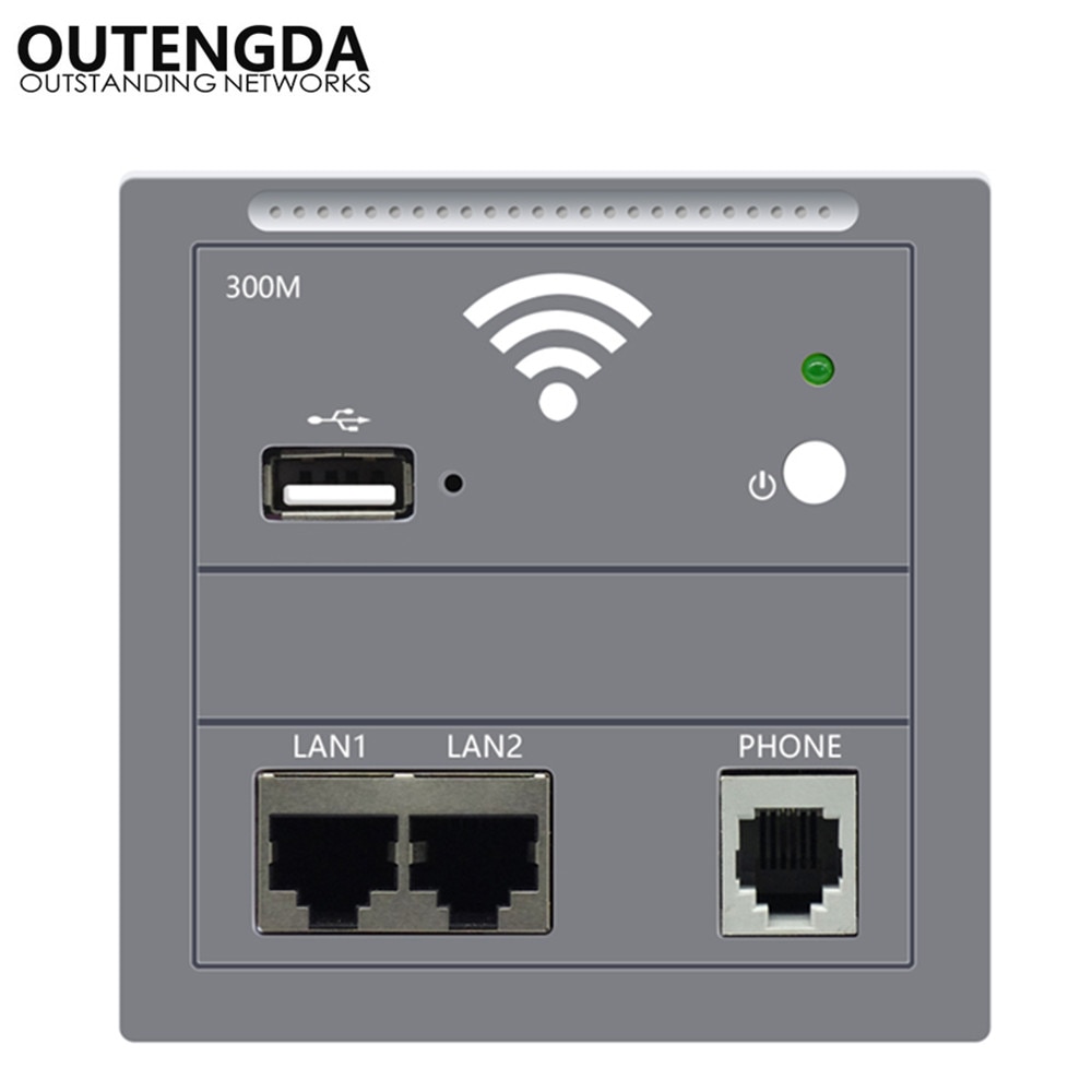 86- tyyppinen eurooppalainen standardi sulautettu monitoiminen langaton paneeli ap-reititin, jossa on  rj11 usb  rj45 lan seinässä wifi-tukiasema