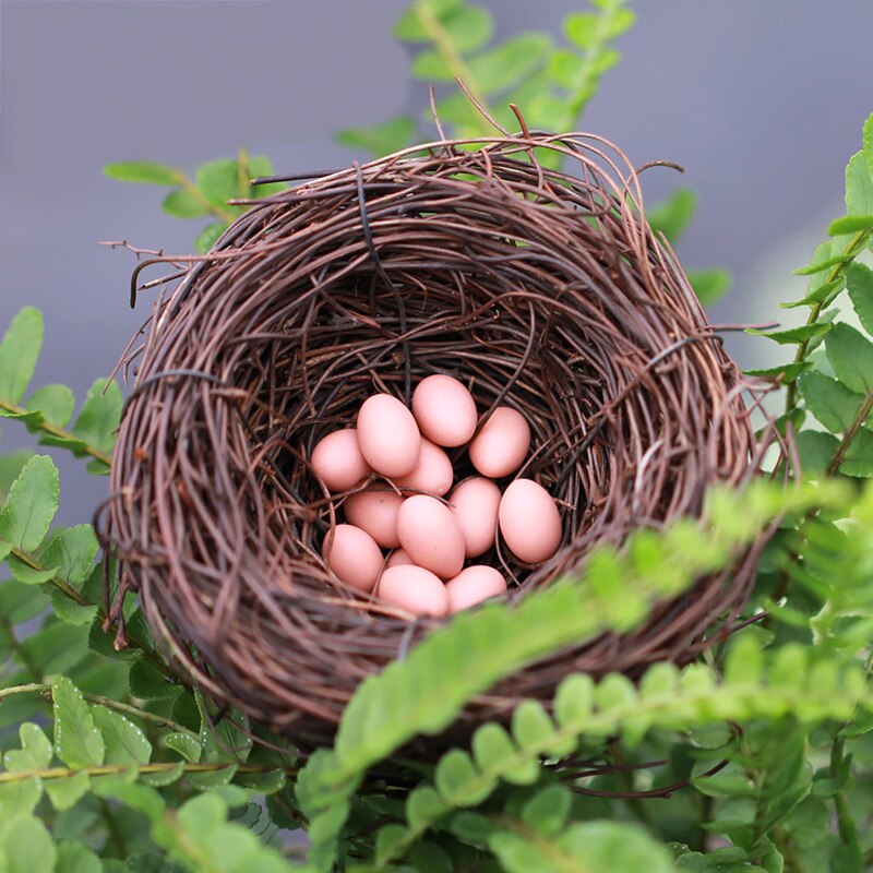 Nido de Pájaro redondo de ratán para decoración, decoración Vintage hecha a mano de vid, aves de fuego, con forma de cuerda, accesorios para de boda en casa y jardín
