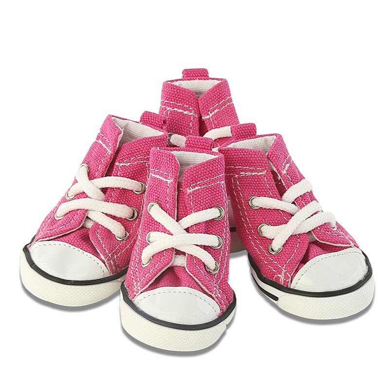 Pet Dog Shoes Cowboy Canvas Shoes For Dogs Breathable Anti-slip Dog Boots For Small Large Dogs Chihuahua Pet Product: Pink / 2