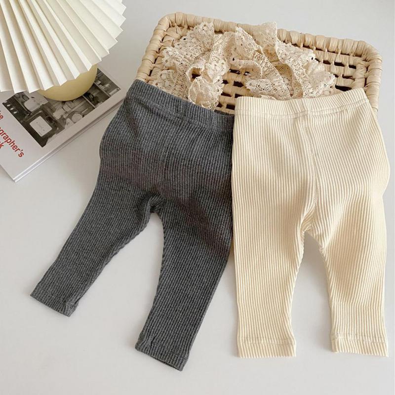 Leggings en coton pour -né, pantalons pour bébé, taille haute, ceinture en dentelle croisée, bas pour garçons et filles,