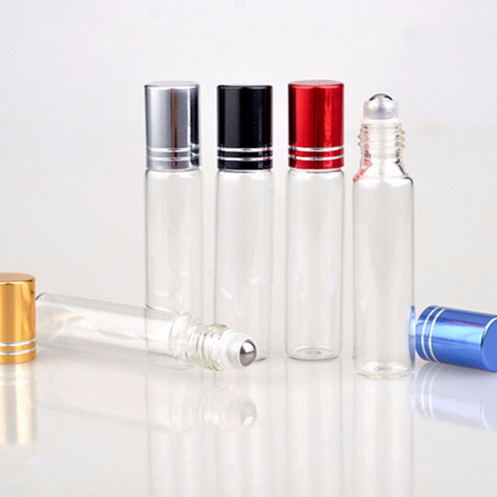 Helder Glas Etherische Olie Roller Flessen Met Glazen Roller Ballen Aroma Therapie Parfums Lippenbalsems Roll Op Flessen Kleurrijke Caps