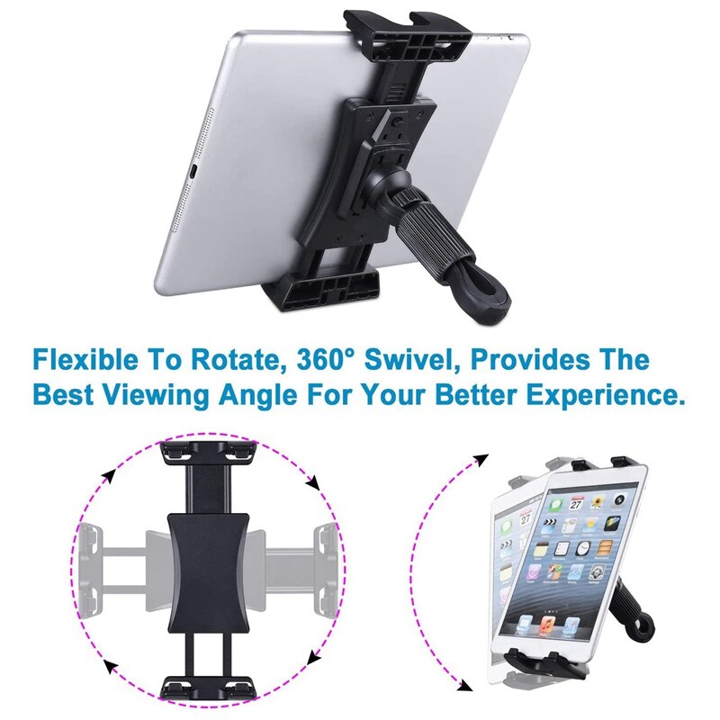 Tragbarer tablet- und handyhalter mit ,360 ° verstellbarem ständer, vielseitig einsetzbar im fitnessstudio, auto oder für ipad pro, ipad mini und ipad air (4.7-12.9 zoll).