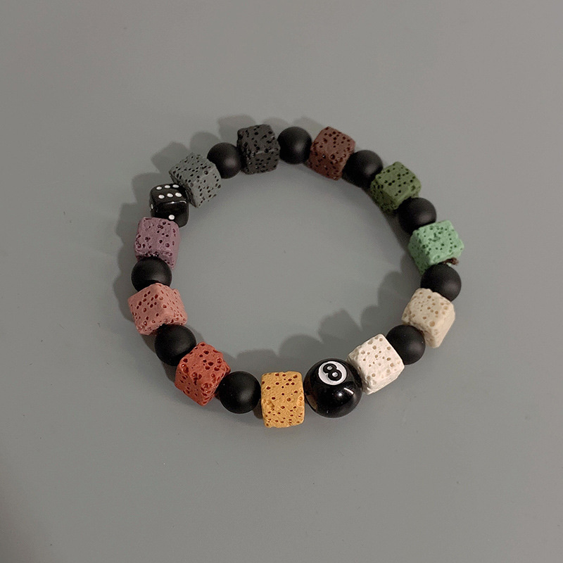 Nuovo braccialetto da biliardo nero con perline a 8 mani da donna, uomo, croce, accessori per gioielli di moda fortunati: colore Oro puro