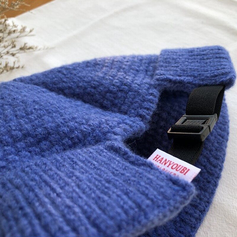 Unisex mössa ribbstickad stickad vintermössa varm kort mössa avslappnad enfärgad kalott baggy för vuxna män mössa