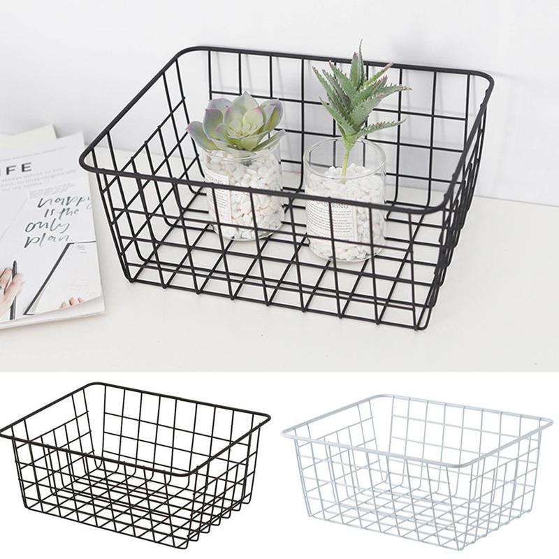 Black / White Iron Storage Basket Desktop Bathroom... – Vicedeal