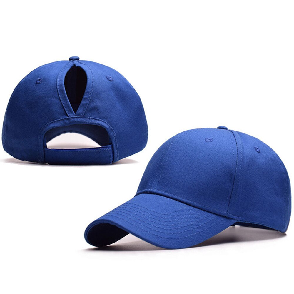 Zomer katoenen paardenstaart baseballpet dames camouflage pet snapback vader hoed knot dame meisjes reishoed klep: Katoenblauw