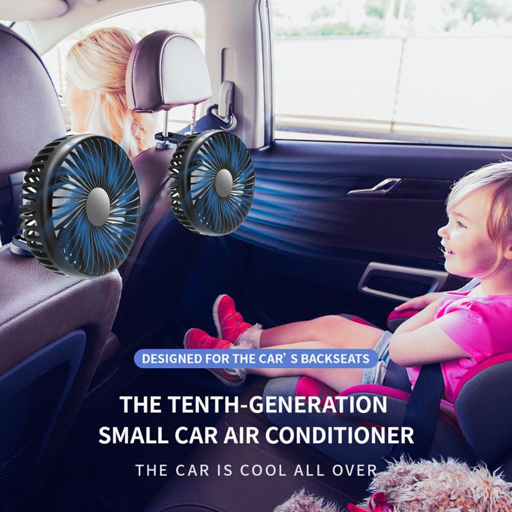 3 Style USB Car Fan Suction Cup Car Seat Back Single Head Car Fan 12V24V Universal Large Wind Three Speed Control USB Car Fan
