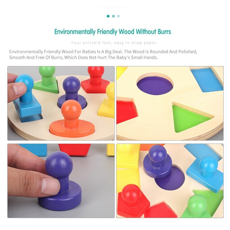 Geometric Puzzle Board Wooden Kids Educational Toys Matching Cognitive Games Children Puzzle Toys