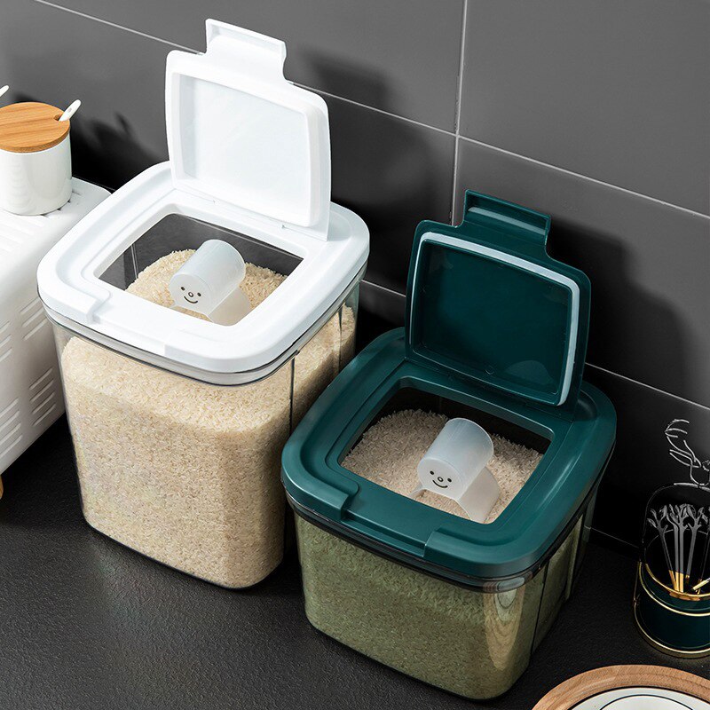 Plastic Clear Dry Food Storage Container Large Capacity Moisture-proof Rice Flour Storage Box Sealed Bucket Kitchen Organizer