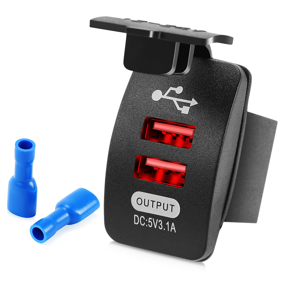 Chargeur de voiture étanche, double port USB, pour Renault Megane 2 3 Duster Logan Clio 4 3 Laguna 2 Sandero Scenic 2 Captur: Rouge