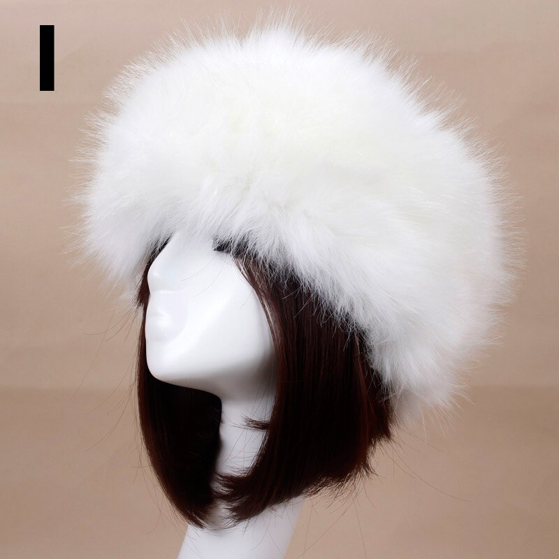 Winter Elastische Oorbeschermers Tulband Dikke Harige Haarband Fluffy Russische Faux Fur Vrouwen Bont Hoofdband Hoed Outdoor Earwarmer Ski Hoeden: 09