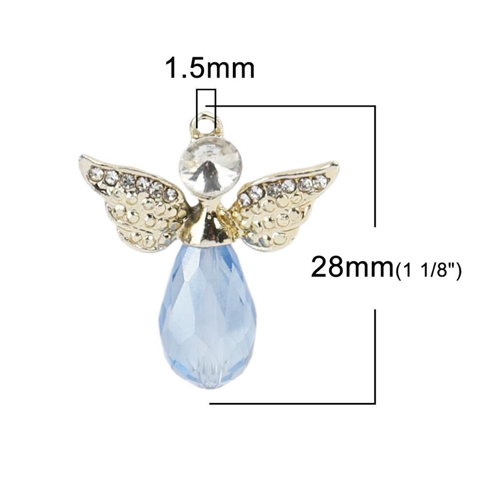 DoreenBeads aleación de Zinc y de vidrio encantos religiosos Ángel color oro KC claro facetado de 28mm x 25mm 5 uds: 3