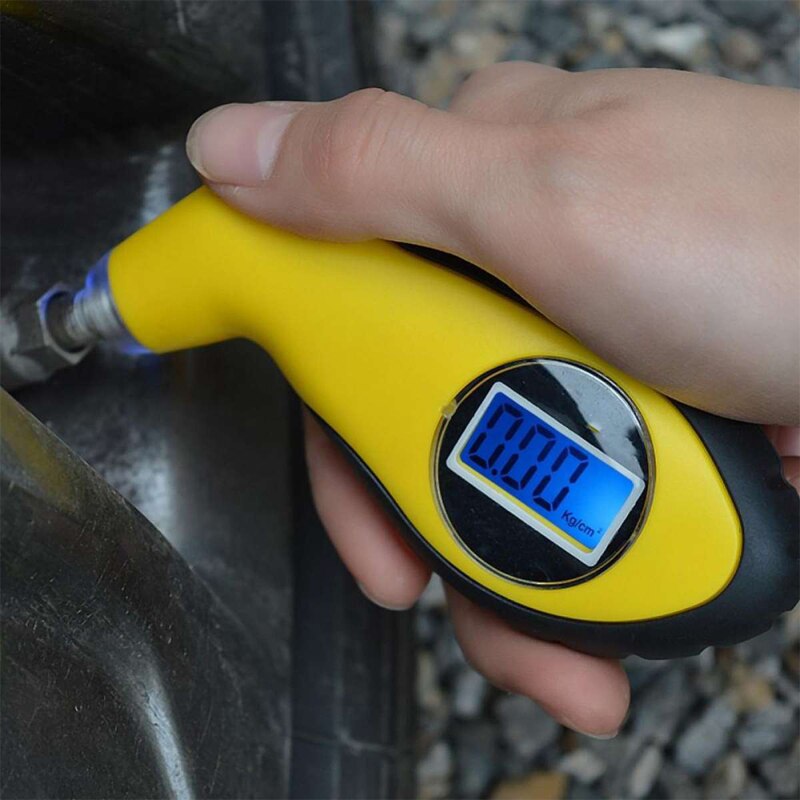 ABS Digital LCD Display Car Tire Pressure Gauge Electronic Sensor Four Measurement Modes Blue Fluorescence Pressure Measuring