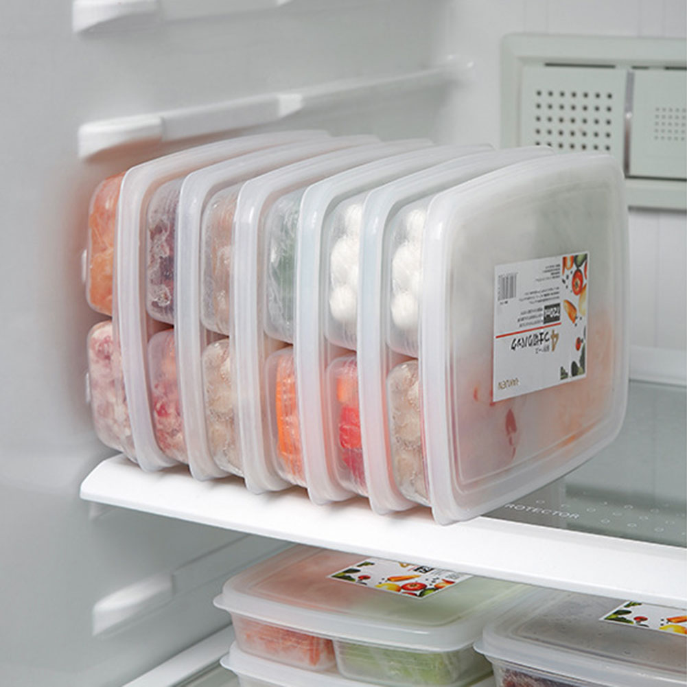 4-Gitter-Aufbewahrungsbehälter für Lebensmittel und Obst, tragbare Fleisch- und Gemüsebehälter, rechteckig, Frischhaltung für Home-Office-Küchenprodukte