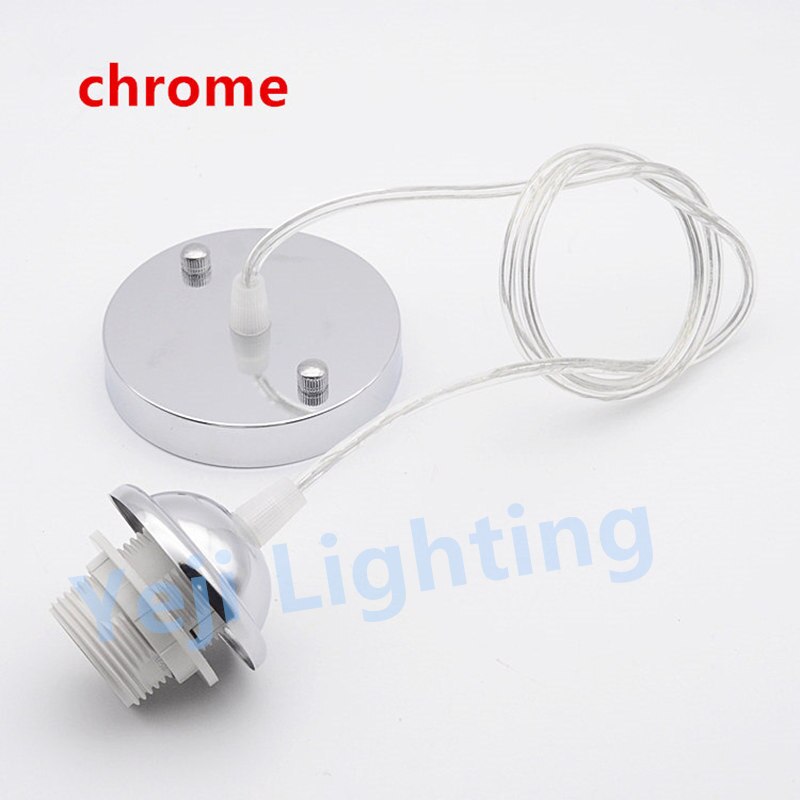 E27 fatninger plastik lampeholder med 1m ledninger loft rose baldakin lampe base til lysekrone led pendel ledning sæt gør det selv: Krom