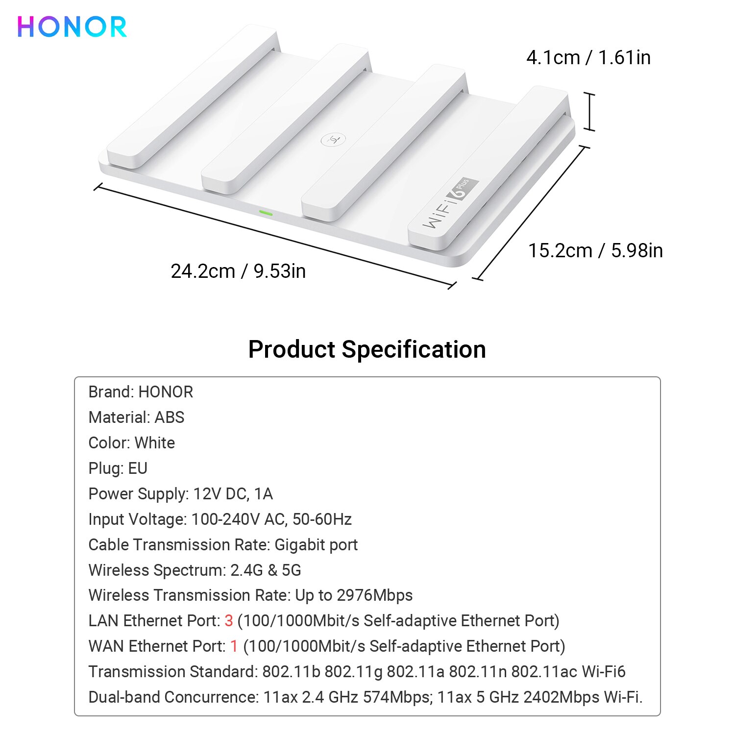 HONOR Router 3 Wifi Router Dual-band Router Wi-Fi 6+ Dual Core 3000M Gigabit Port 2.4G/5G Household Signal Enhanced WiFi