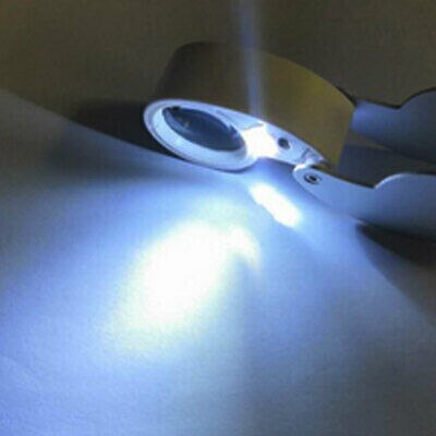 40X Metal Illuminated Jewelry Loop Magnifier Eye Loupe with LED