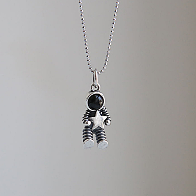 Zilver Kleur Sterren Astronaut Hanger Ketting Mode Vrouwelijke Choker Kettingen Sieraden Eenvoudige Dames Pentagon-Ster Sieraden: Round bead chain 2
