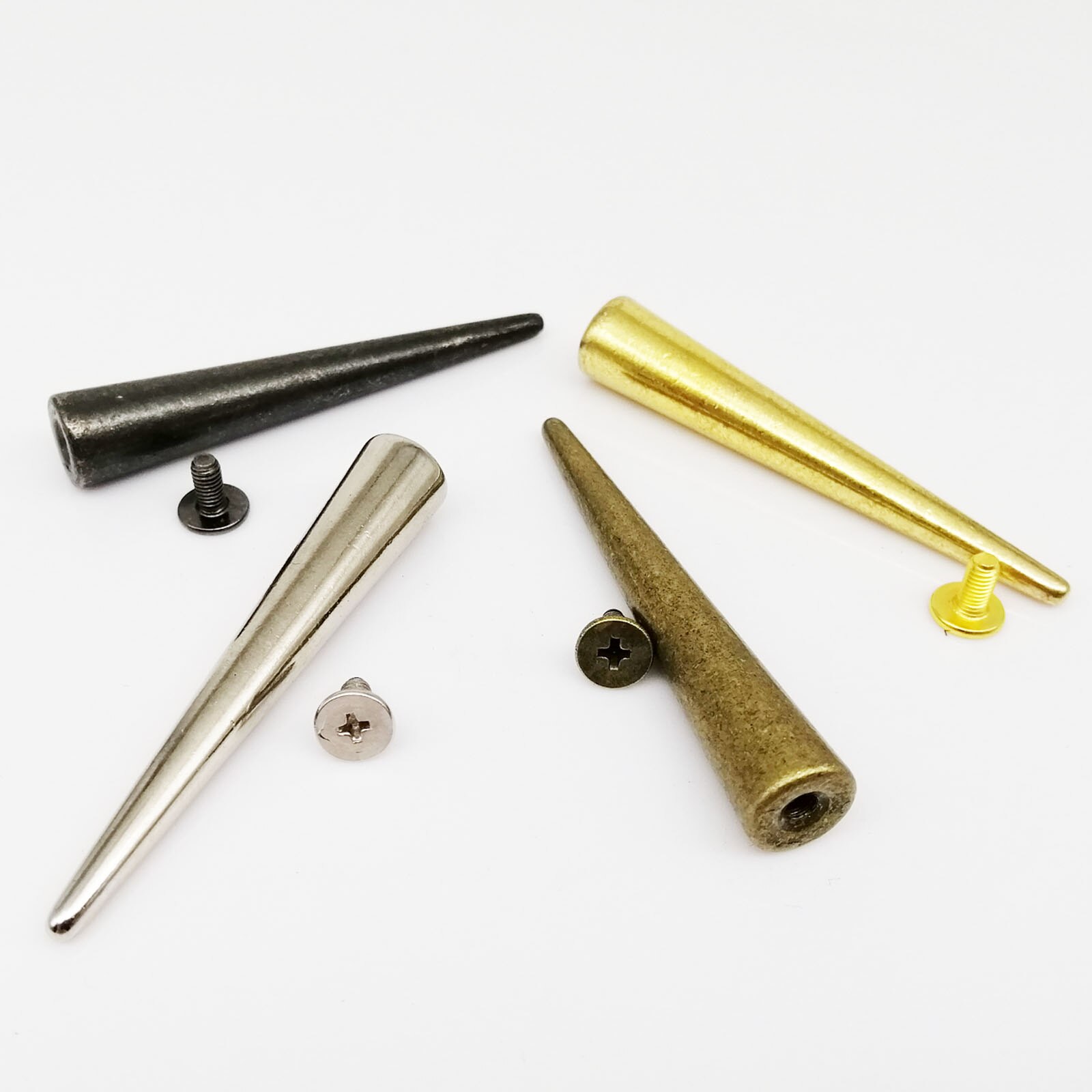10 sets 10x54mm Metal Decor Punk Bullet Warhead Spike Cone Screwback Screw Rivet Stud For DIY Leather Crafts Bag Belt Jacket
