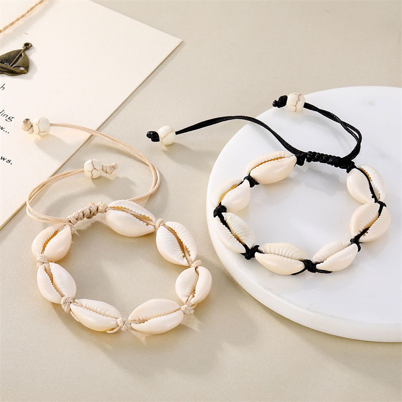 Vintage Boho Shell Conch Touw Ketting Enkelbanden Armband Voor Vrouwen Strand Shell Enkelband Sieraden Cadeau Been Chain Foot Enkelband