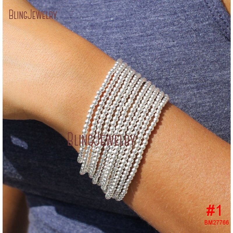 delicato Bracciale in Oro Rosa Riempito in Argento sterlina pila perlina Sfera in Rilievo del Braccialetto di Stirata BM33718