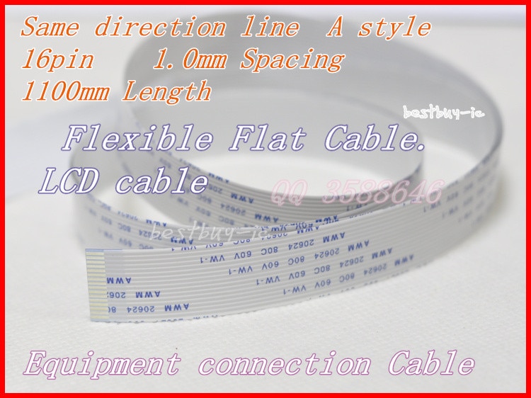 1.0mm Spacing +1100mm Length +16Pin A / same direction line Soft wire FFC Flexible Flat Cable. 16P*1.0A*1100MM