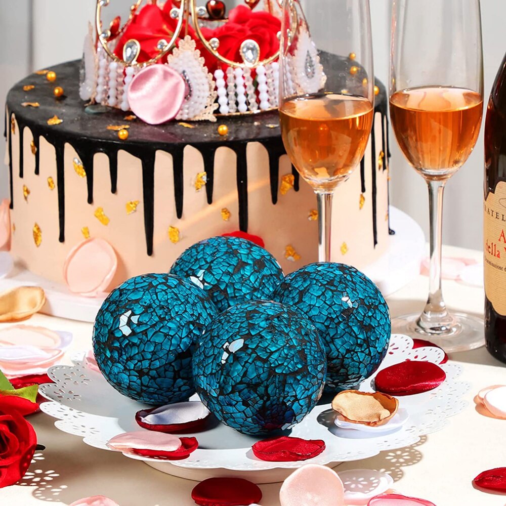 6Stck Mosaik Kugel Kugeln Dekorative Glas Dekorative Kugeln Tabellenmittel Kugeln Runde Glas Ball für Tisch Dekor Neue Stil