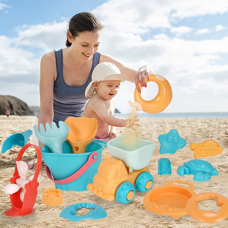 Strandlegetøj 5-17 stk baby strandlegetøj børn sandkassesæt sommerlegetøj strandleg sand vand legevogn til børn