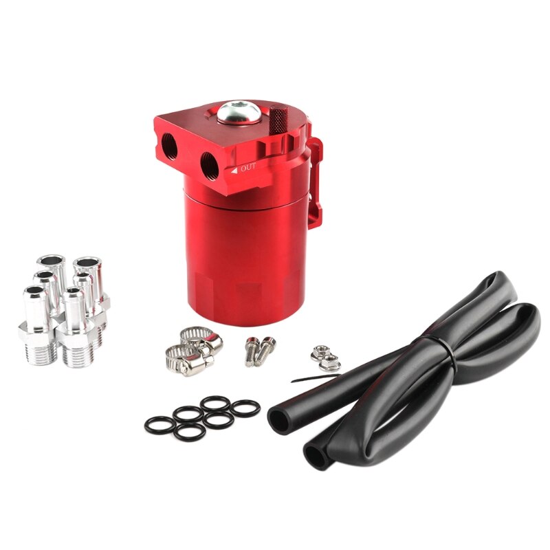 Universal Oil Catch Can Kit Reservoir Tank Engine Black Polish Baffled Aluminum U2JA