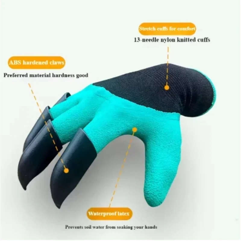 1 Paar Schutzhandschuhe zum Graben und Stechen von Gartenhandschuhen mit Krallen, geeignet zum Gartenarbeiten, Gemüsepflanzen, Blüten